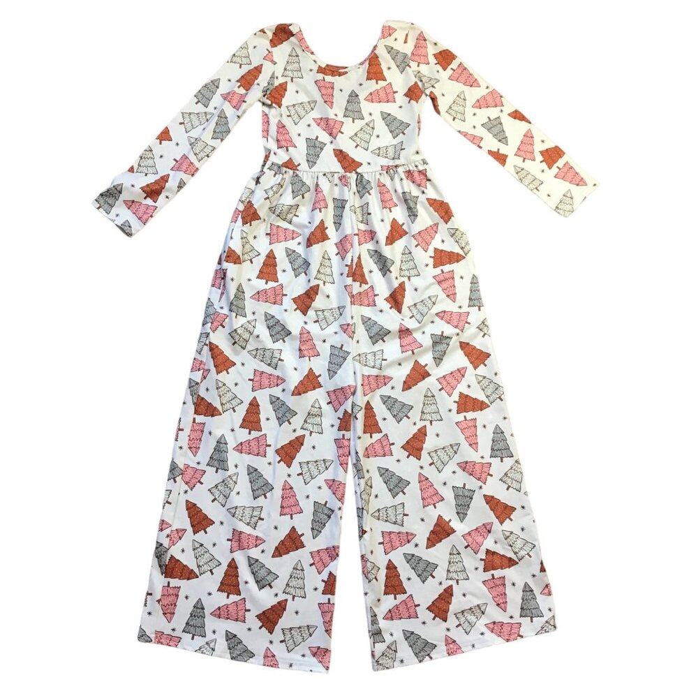 Unbranded Christmas‎ Jumpsuit Girls 6-7 Long Sleeve Christmas Tree Print Holiday